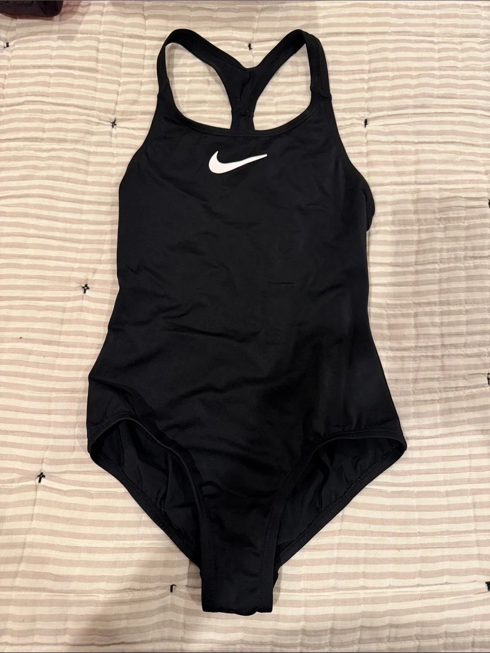 Nike Black One-Piece Swimsuit with White Swoosh